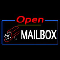 Mailbo  Red Logo With Open 4 Neon Skilt