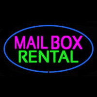 Mailbo  Rental Blue Oval Neon Skilt