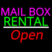 Mailbo  Rental Open White Line Neon Skilt