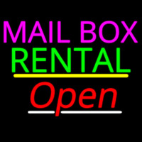 Mailbo  Rental Open Yellow Line Neon Skilt