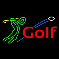 Man Playing Golf Neon Skilt