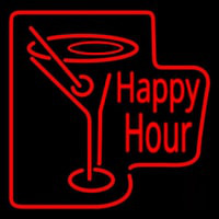 Martini Glass Happy Hour Neon Skilt