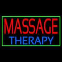 Massage Therapy With Green Border Neon Skilt