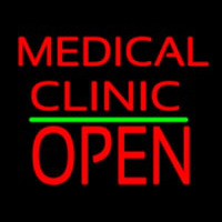 Medical Clinic Block Open Green Line Neon Skilt