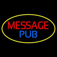 Message Pub Oval With Yellow Border Neon Skilt
