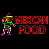 Mexican Food Man Logo Neon Skilt