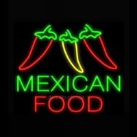 Mexican Food Three Peppers Neon Skilt