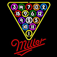 Miller 15 Ball Billiards Pool Beer Sign Neon Skilt