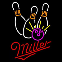 Miller Bowling White Pink Beer Sign Neon Skilt