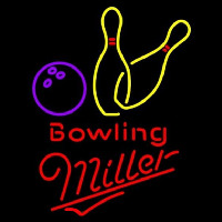 Miller Bowling Yellow Beer Sign Neon Skilt