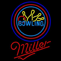Miller Bowling Yellow Blue Beer Sign Neon Skilt