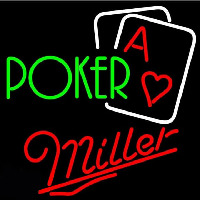Miller Green Poker Beer Sign Neon Skilt