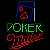 Miller Green Poker Red Heart Beer Sign Neon Skilt