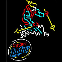 Miller Lite Logo with Skier Neon Skilt
