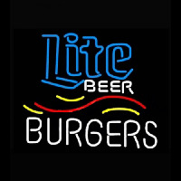 Miller Lite and Burgers Neon Skilt