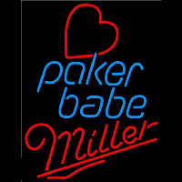 Miller Poker Girl Heart Babe Beer Sign Neon Skilt