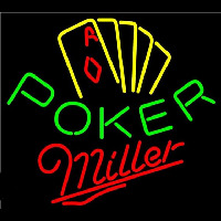 Miller Poker Yellow Beer Sign Neon Skilt