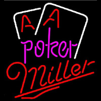 Miller Purple Lettering Red Aces White Cards Beer Sign Neon Skilt