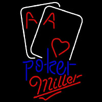 Miller Purple Lettering Red Heart White Cards Poker Beer Sign Neon Skilt