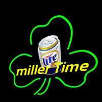 Miller Time Can Shamrock Neon Skilt