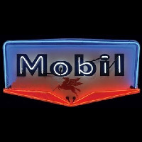 Mobil Gasoline Neon Skilt