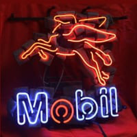 Mobil Oil Gas Butik Neon Skilt
