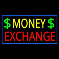 Money E change Blue Border Neon Skilt