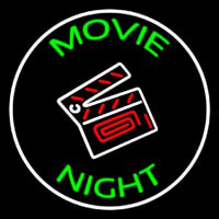 Movie Night With Border Neon Skilt