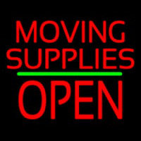 Moving Supplies Open Block Green Line Neon Skilt