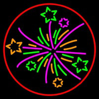 Multi Color Fire Works 1 Neon Skilt