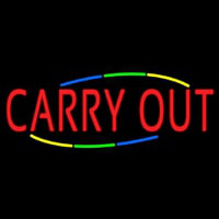 Multi Colored Carry Out Neon Skilt