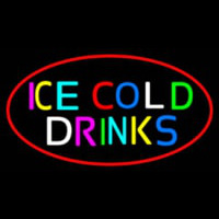 Multi Colored Ice Cold Drinks Neon Skilt