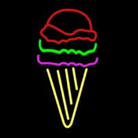 Multi Colored Ice Cream Cone Logo Neon Skilt