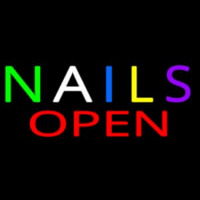 Multi Colored Nails Open Neon Skilt