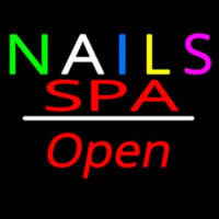 Multi Colored Nails Spa Open Yellow Line Neon Skilt
