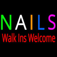 Multi Colored Nails Walk Ins Welcome Neon Skilt