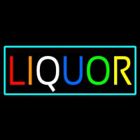 Multicolors Liquor With Turquoise Border Neon Skilt