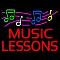 Music Lessons With Logo Neon Skilt