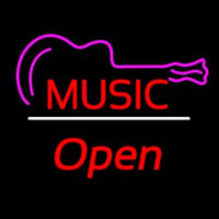 Music Logo Open White Line Neon Skilt