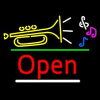 Music Open Green Line Neon Skilt