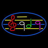 Musical Notes Blue Border Neon Skilt