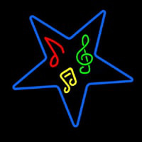 Musical Notes In Star Neon Skilt