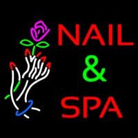 Nails And Spa With Nails And Flower Neon Skilt