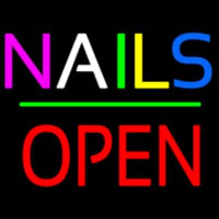 Nails Block Open Green Line Neon Skilt