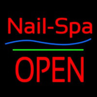 Nails Spa Block Open Green Line Neon Skilt