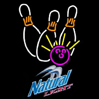 Natural Light Bowling White Pink Beer Sign Neon Skilt