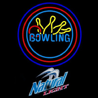 Natural Light Bowling Yellow Blue Beer Sign Neon Skilt