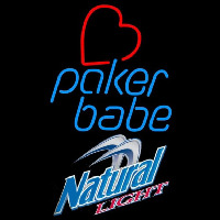 Natural Light Poker Girl Heart Babe Beer Sign Neon Skilt