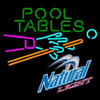 Natural Light Pool Tables Billiards Beer Sign Neon Skilt