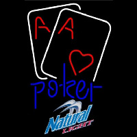 Natural Light Purple Lettering Red Heart White Cards Poker Beer Sign Neon Skilt